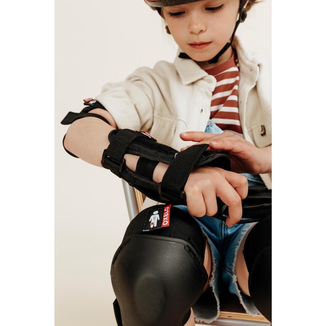 OXELO - Kids' 2 x 3-Piece Skating Skateboard Scooter Protective Gear 100 - Black