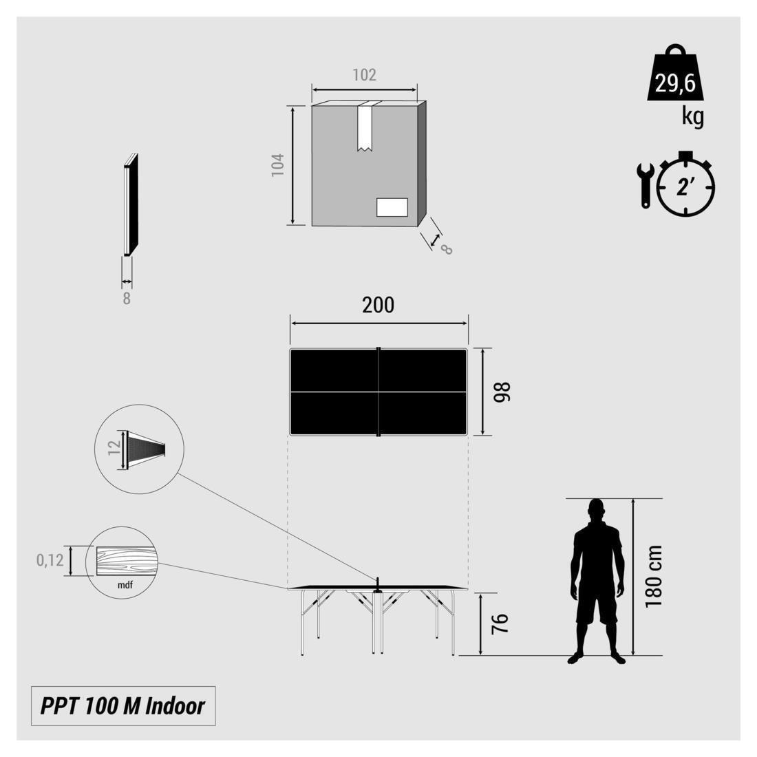 Medium Indoor Table Tennis Table - Ppt 130, Granite, No Color, large image number 2