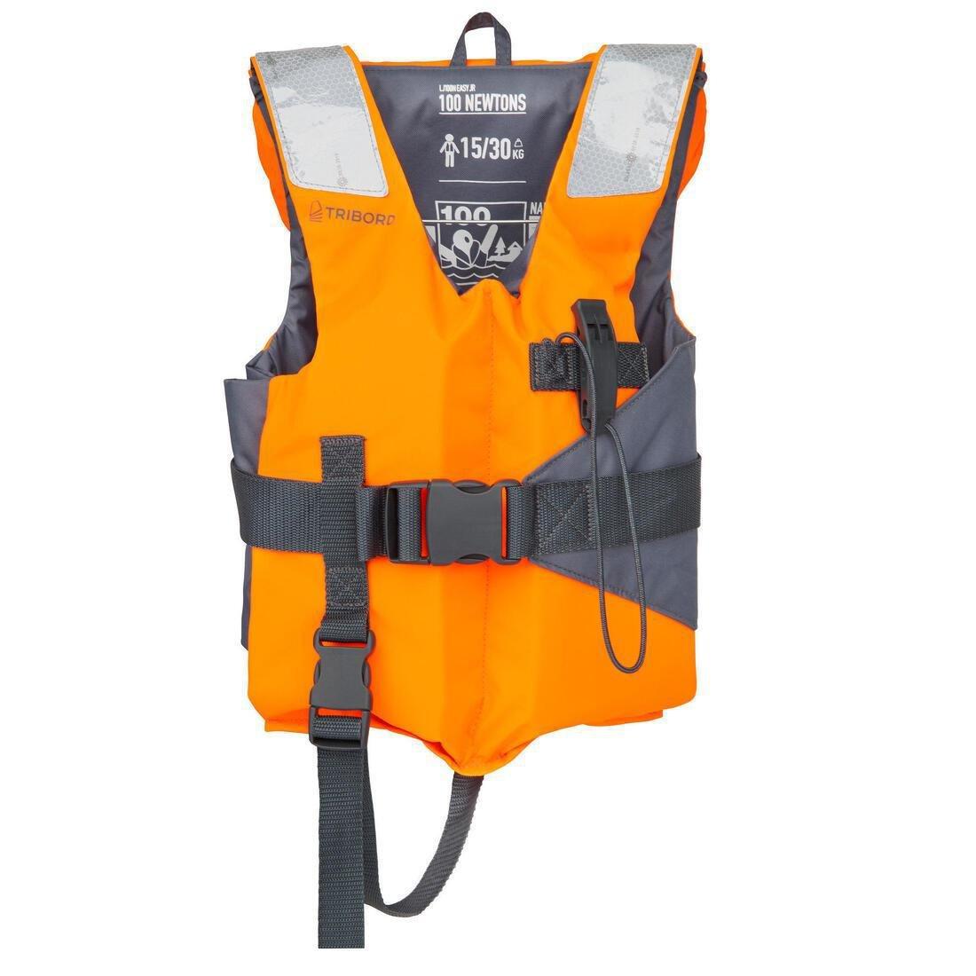 Kids Unisex Life Jacket - Lj100N Easy Jr 15-40 Kg, Orange, No Color, medium