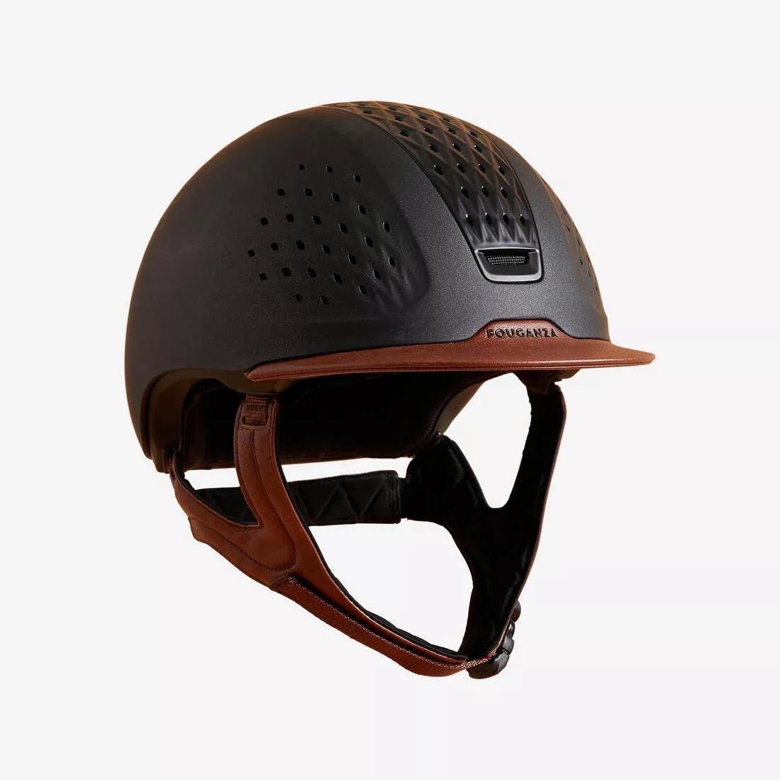 Adults And Kids Horse Riding Helmet 900 + Bag - Glossy, Brown, No Color, large image number 1