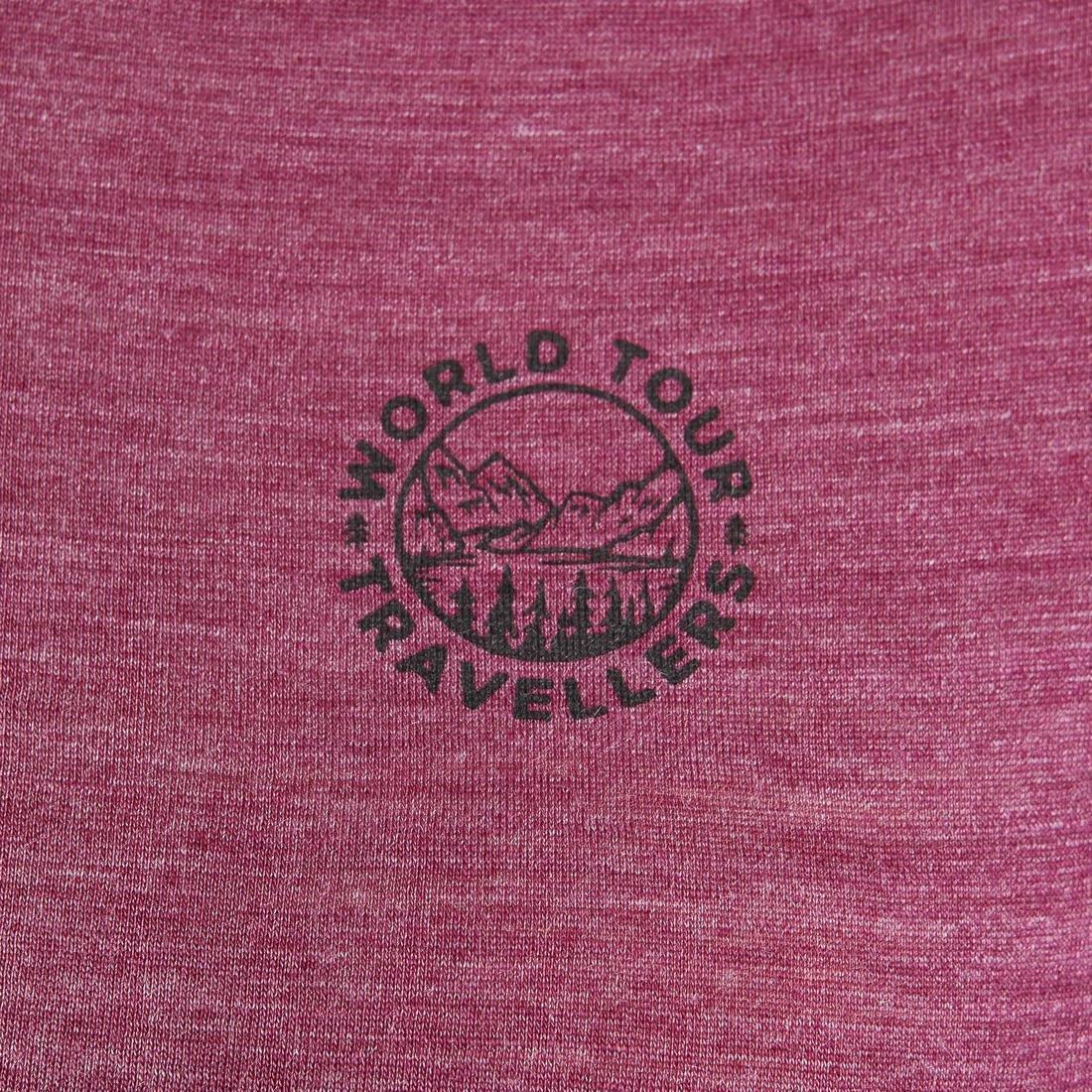 PLUM PURPLE Women's Short-Sleeved Merino Wool Trekking Travel T-Shirt - TRAVEL 100, No Color, large image number 13