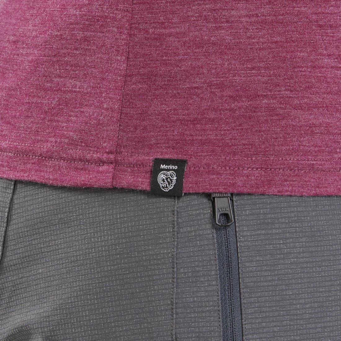 PLUM PURPLE Women's Short-Sleeved Merino Wool Trekking Travel T-Shirt - TRAVEL 100, No Color, large image number 14