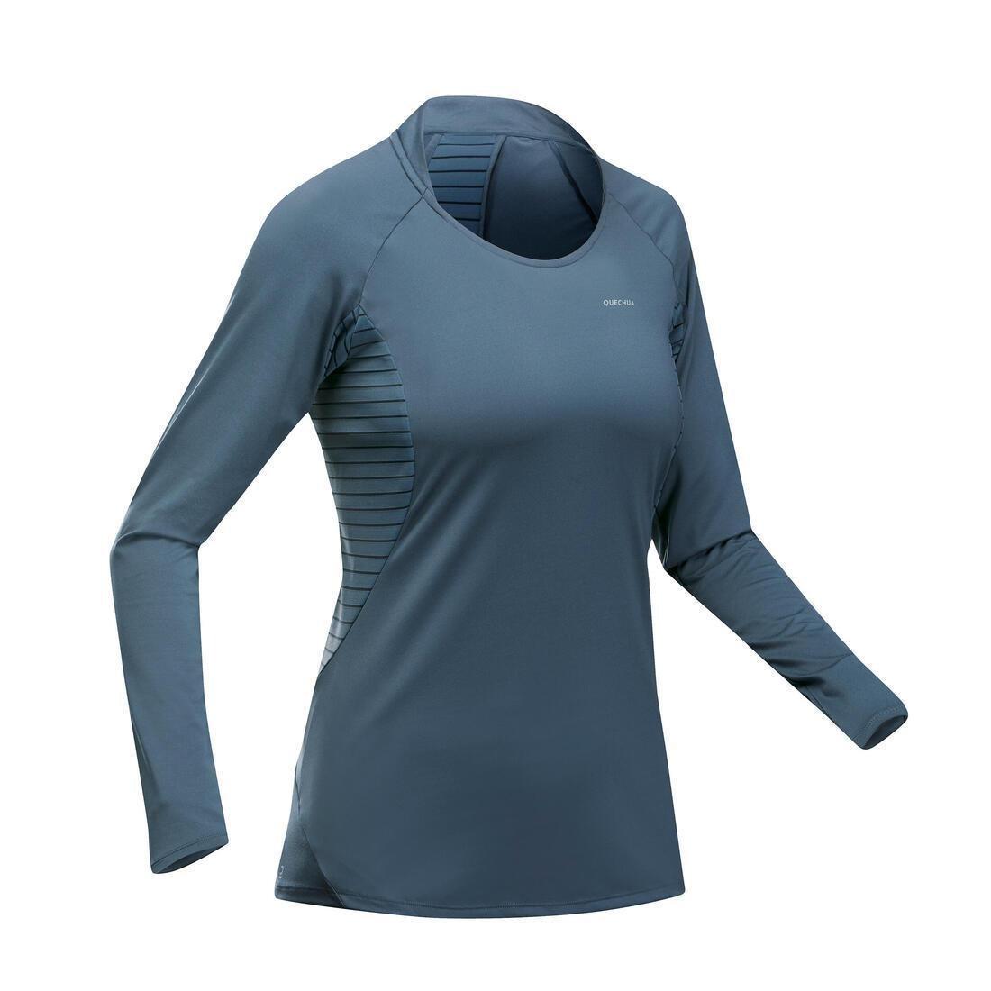 Women Long-Sleeved Mountain Walking T-Shirt - MH550, Grey, No Color, large image number 0