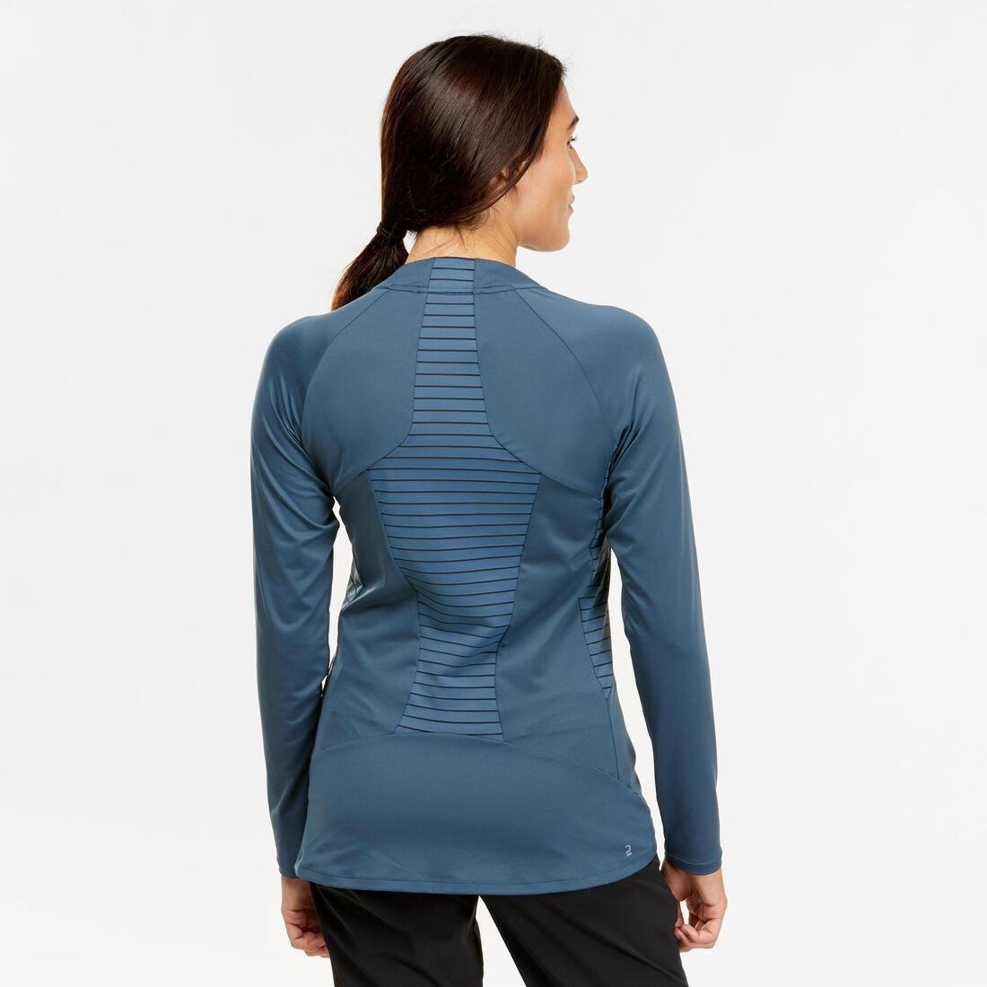 Women's Long-Sleeved Mountain Walking T-Shirt Mh550, Storm Grey, No Color, large image number 2