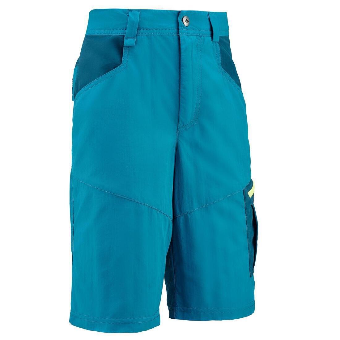 QUECHUA - Kids' Hiking Shorts - MH500 Aged 7-15, Peacock blue