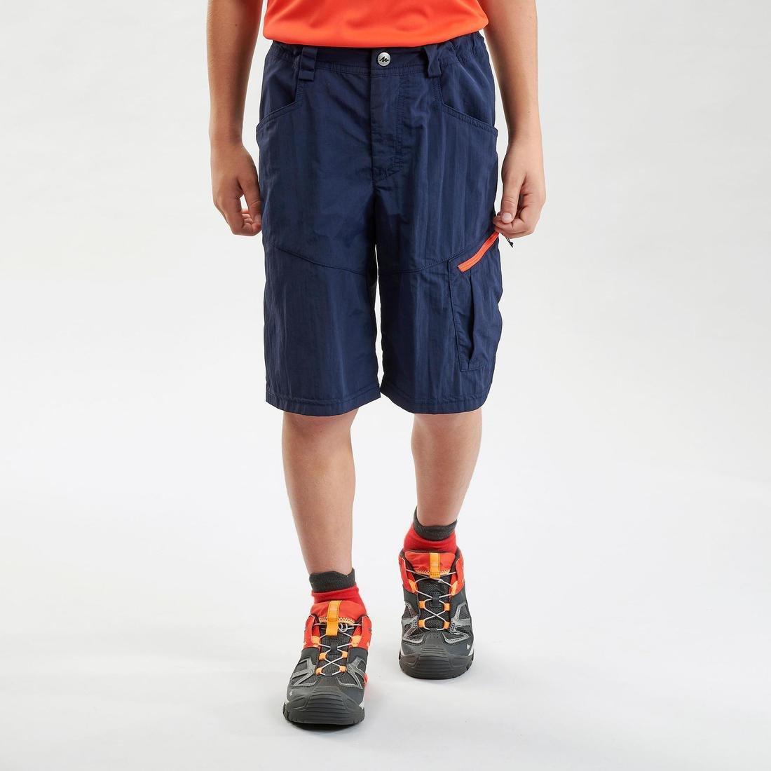 QUECHUA - Kids' Hiking Shorts - MH500 Aged 7-15, Peacock blue