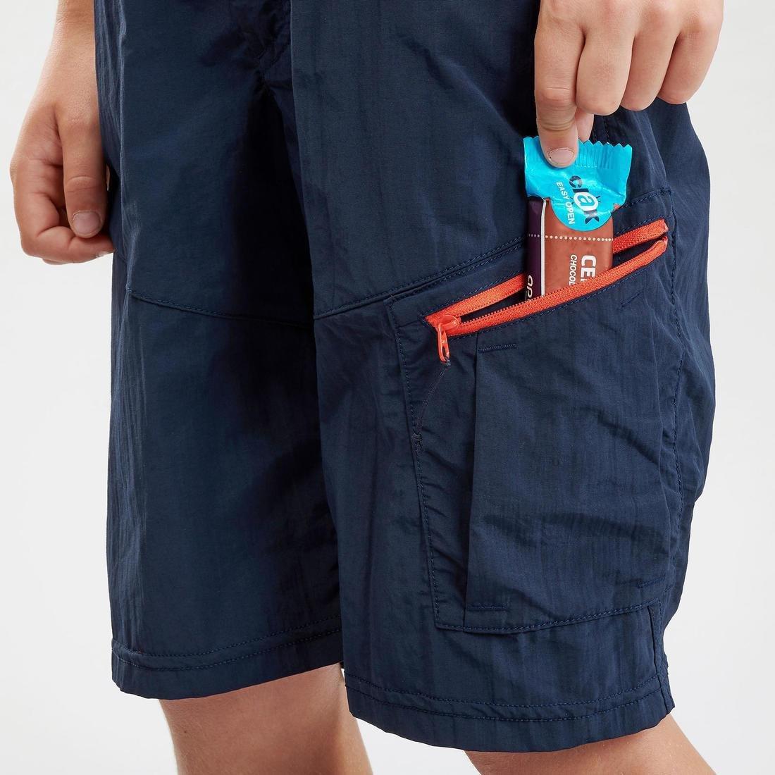 QUECHUA - Kids' Hiking Shorts - MH500 Aged 7-15, Peacock blue