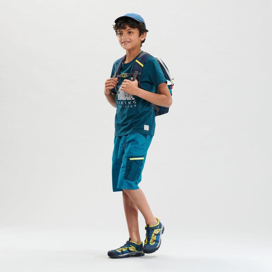 PEACOCK BLUE Kids' hiking shorts, 7-15 years, MH500, , large image number 8