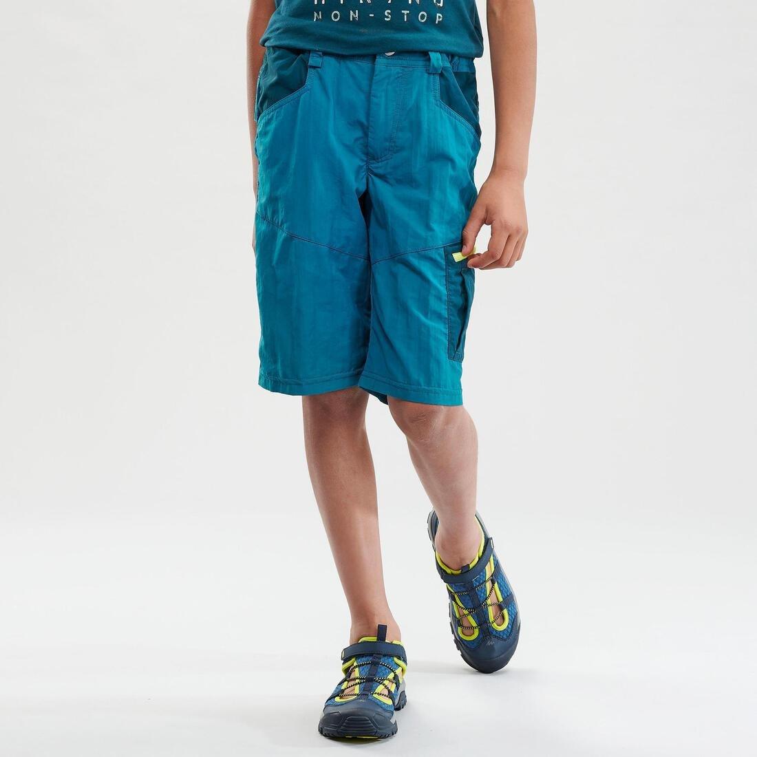 QUECHUA - Kids' Hiking Shorts - MH500 Aged 7-15, Peacock blue