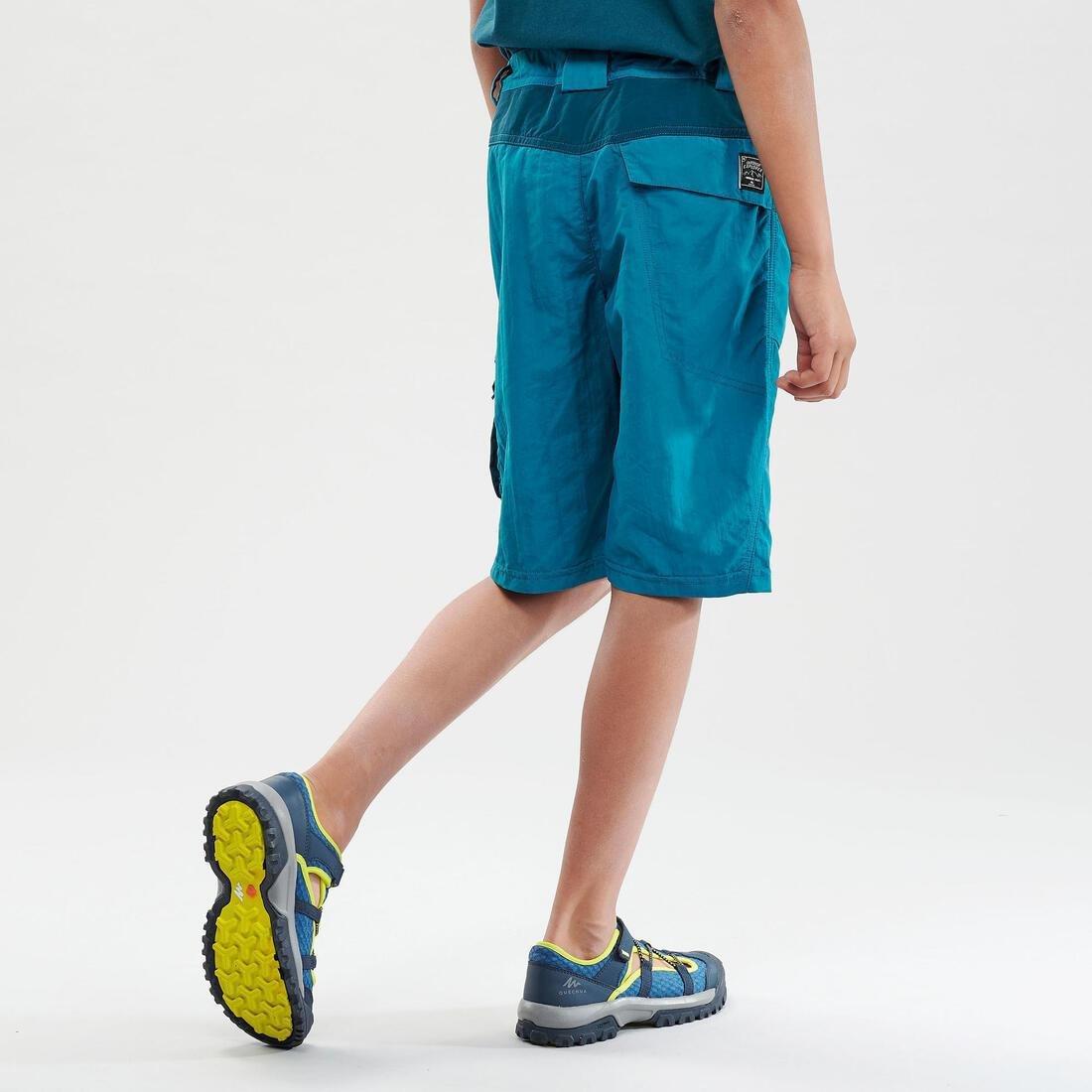 QUECHUA - Kids' Hiking Shorts - MH500 Aged 7-15, Peacock blue