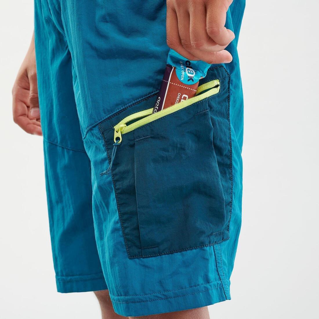 PEACOCK BLUE Kids' hiking shorts, 7-15 years, MH500, , large image number 12