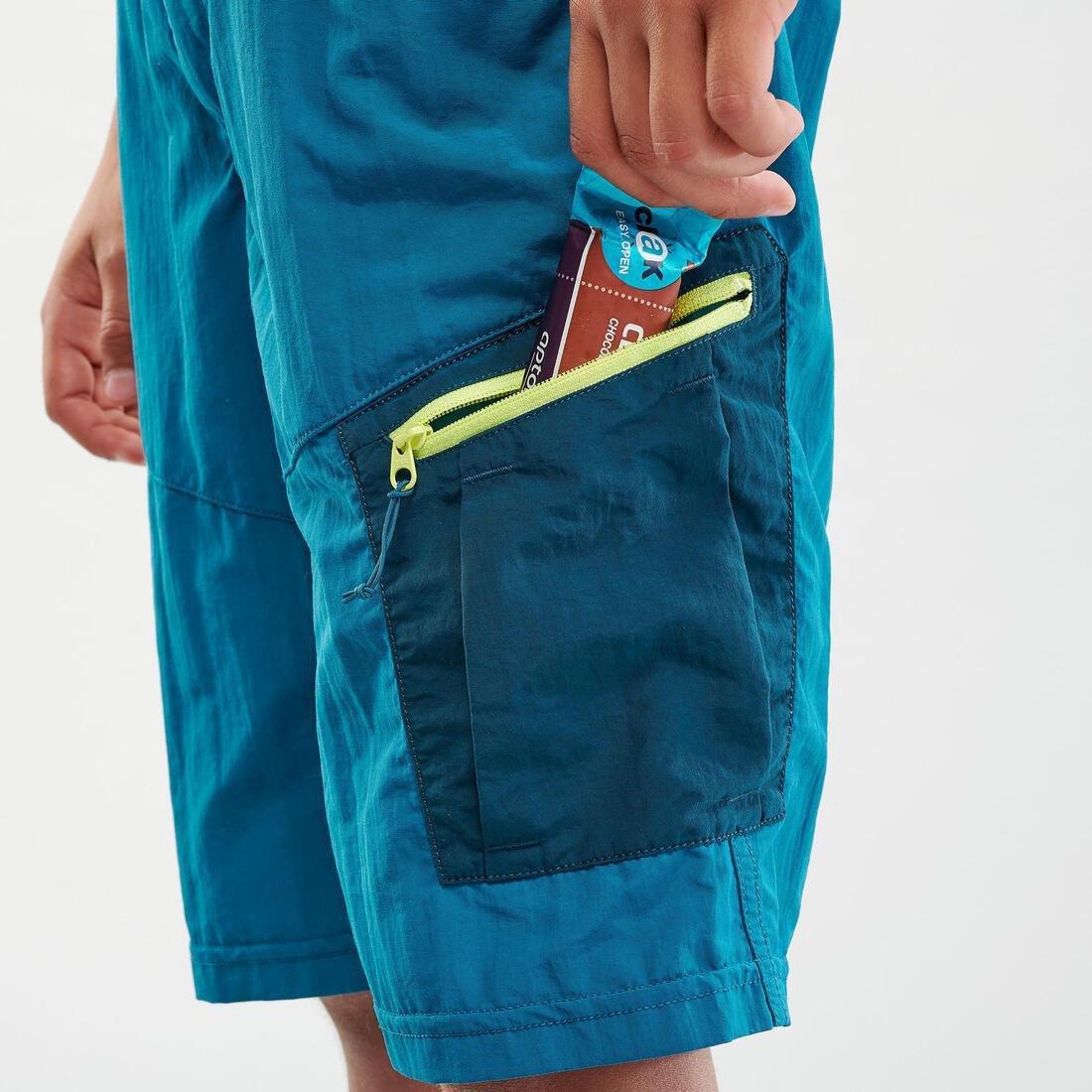 QUECHUA - Kids' Hiking Shorts - MH500 Aged 7-15, Peacock blue