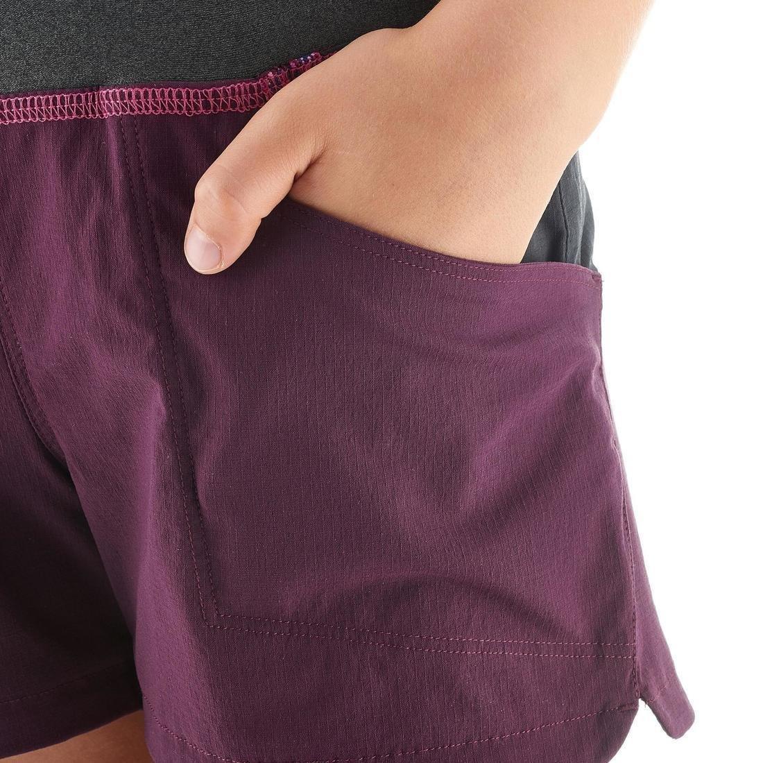 Hike 500 Childrens Hiking Shorts, Asphalt Blue, No Color, large image number 4