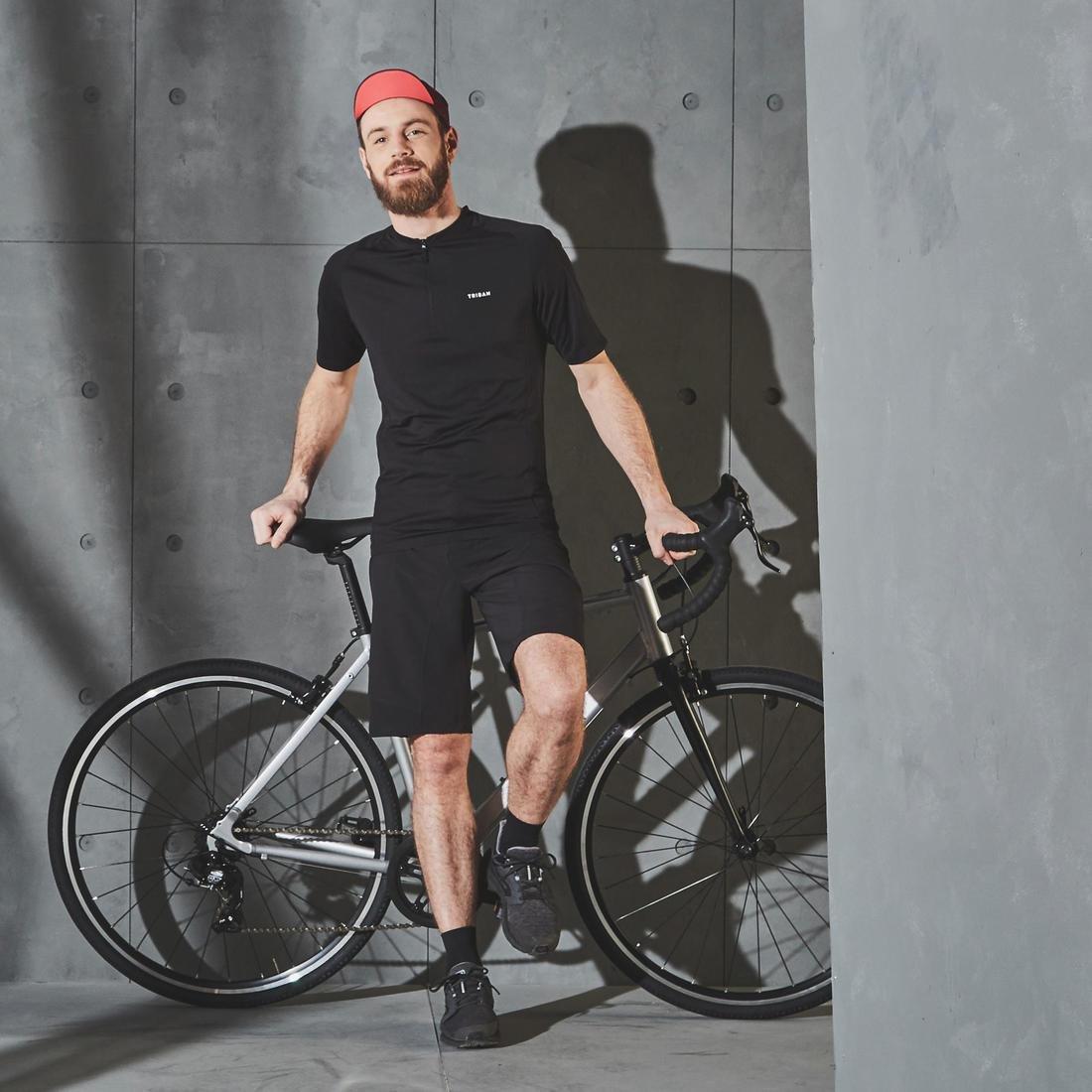 Mens Road Cycling Short-Sleeved Jersey, Black, , large image number 7