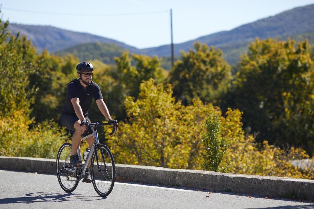 Men's Road Cycling Short-Sleeved Jersey, Black, No Color, medium