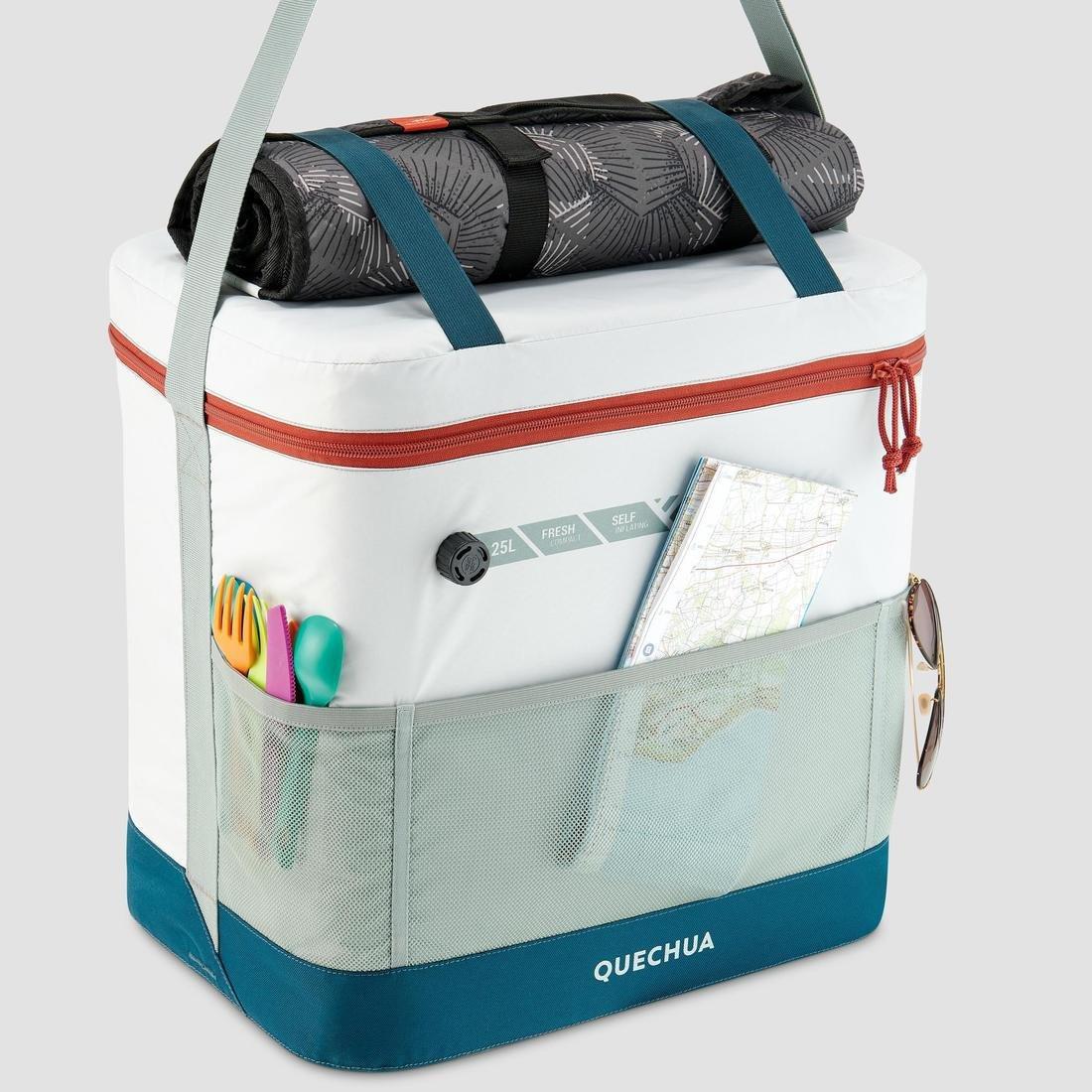 QUECHUA - Inflatable camping or Hiking cooler, Compact Fresh, Verdigris