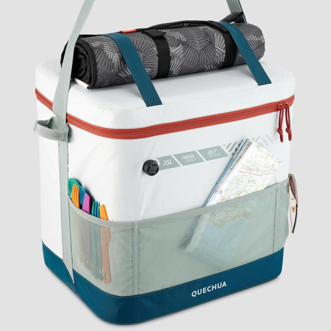 QUECHUA - Inflatable camping or Hiking cooler, Compact Fresh, Verdigris