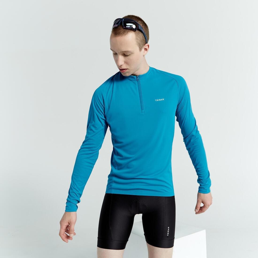 ATLANTIS BLUE Men's Anti-UV Long-Sleeved Road Cycling Summer Jersey Essential, No Color, medium