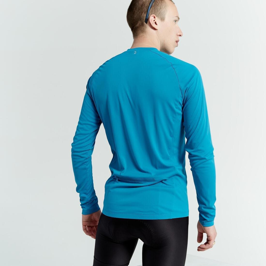 TRIBAN - Men's Anti-UV Long-Sleeved Road Cycling Summer Jersey Essential, Teal blue