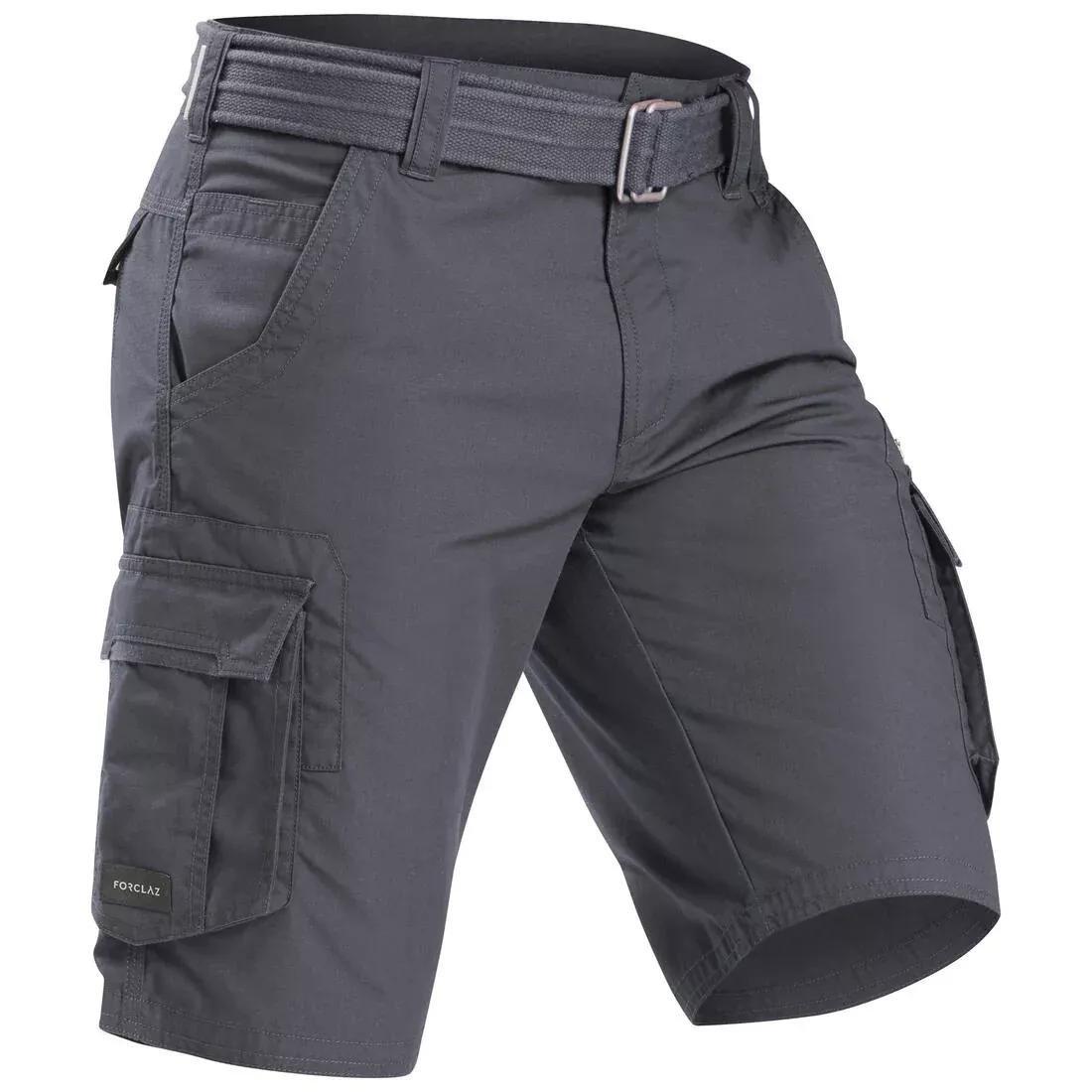 Men's Travel Trekking Cargo Shorts - TRAVEL 100, Carbon Grey, No Color, medium