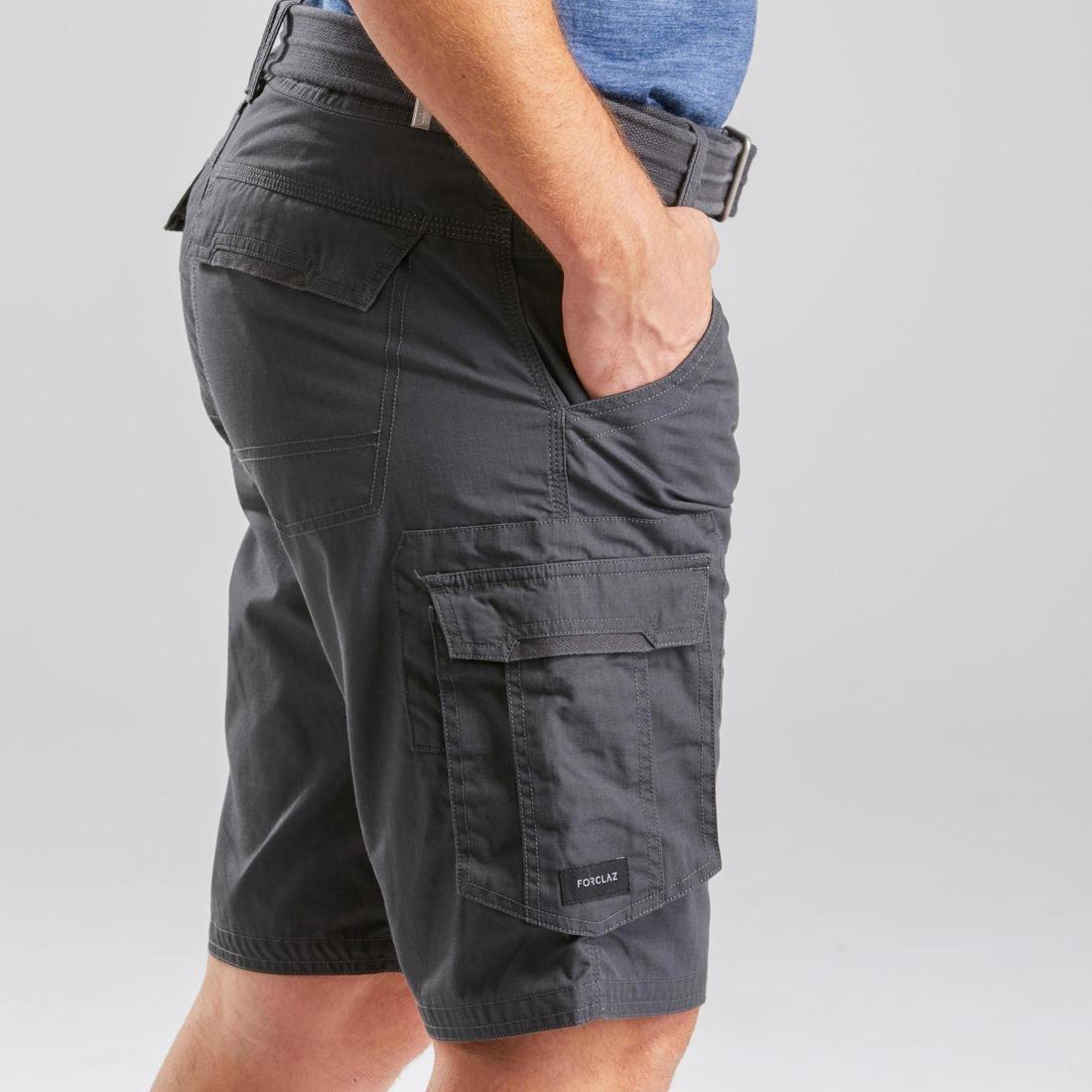 Men's Travel Trekking Cargo Shorts - TRAVEL 100, Carbon Grey, No Color, medium