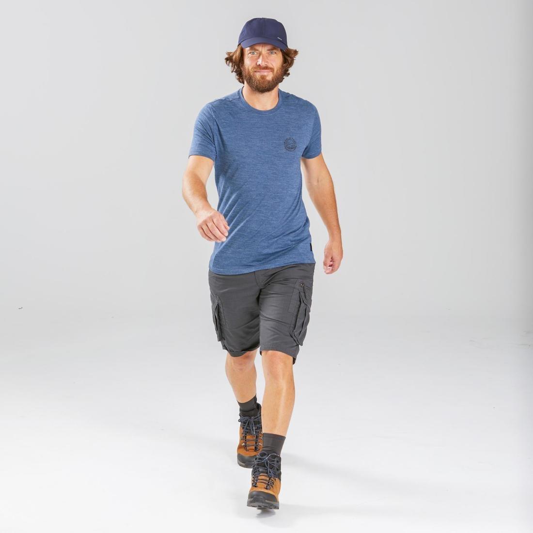 Men's Travel Trekking Cargo Shorts - TRAVEL 100, Carbon Grey, No Color, medium