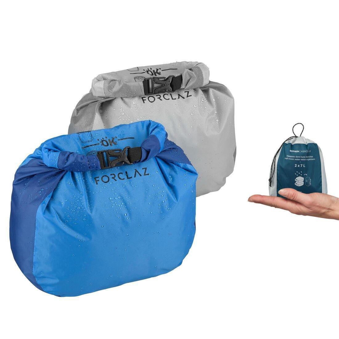 PACIFIC BLUE Set of 2 trekking storage covers with waterproof half-moon - 2x7L, No Color, large image number 0