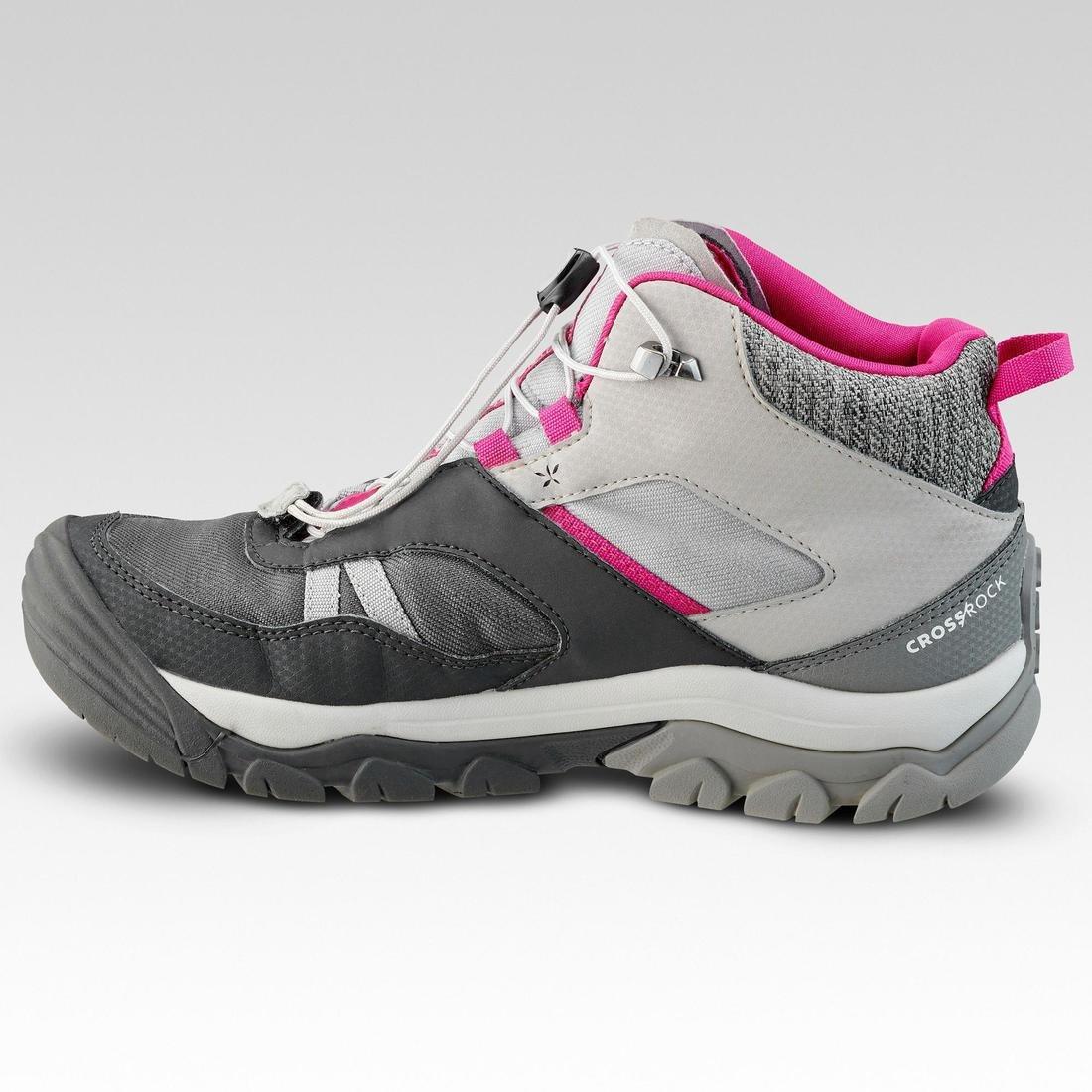 CARBON GREY Children's waterproof lace-up walking shoes  CROSSROCK MID size 3-5 - Grey, , large image number 1