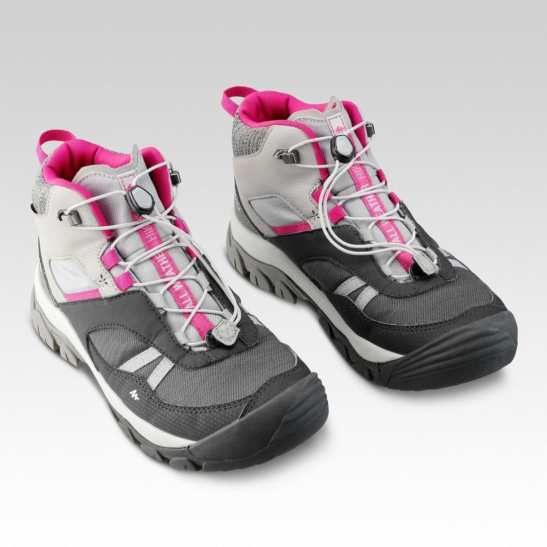CARBON GREY Children's waterproof lace-up walking shoes  CROSSROCK MID size 3-5 - Grey, , large image number 3
