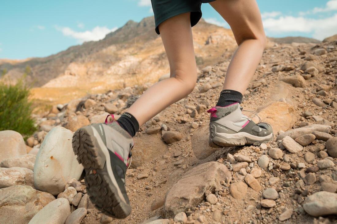 CARBON GREY Children's waterproof lace-up walking shoes  CROSSROCK MID size 3-5 - Grey, No Color, large image number 9