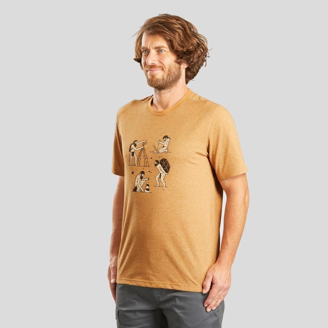 QUECHUA - Techtil 100 Short-Sleeved Hiking T-Shirt - Mottled, Hazelnut