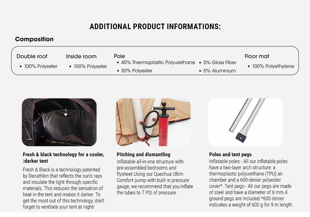 Inflatable Four-Person Tent, Beige, No Color, medium