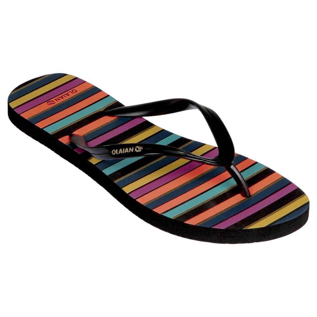TO100 Women's Flip-Flops, Maupiti Print, Black, No Color, large image number 2