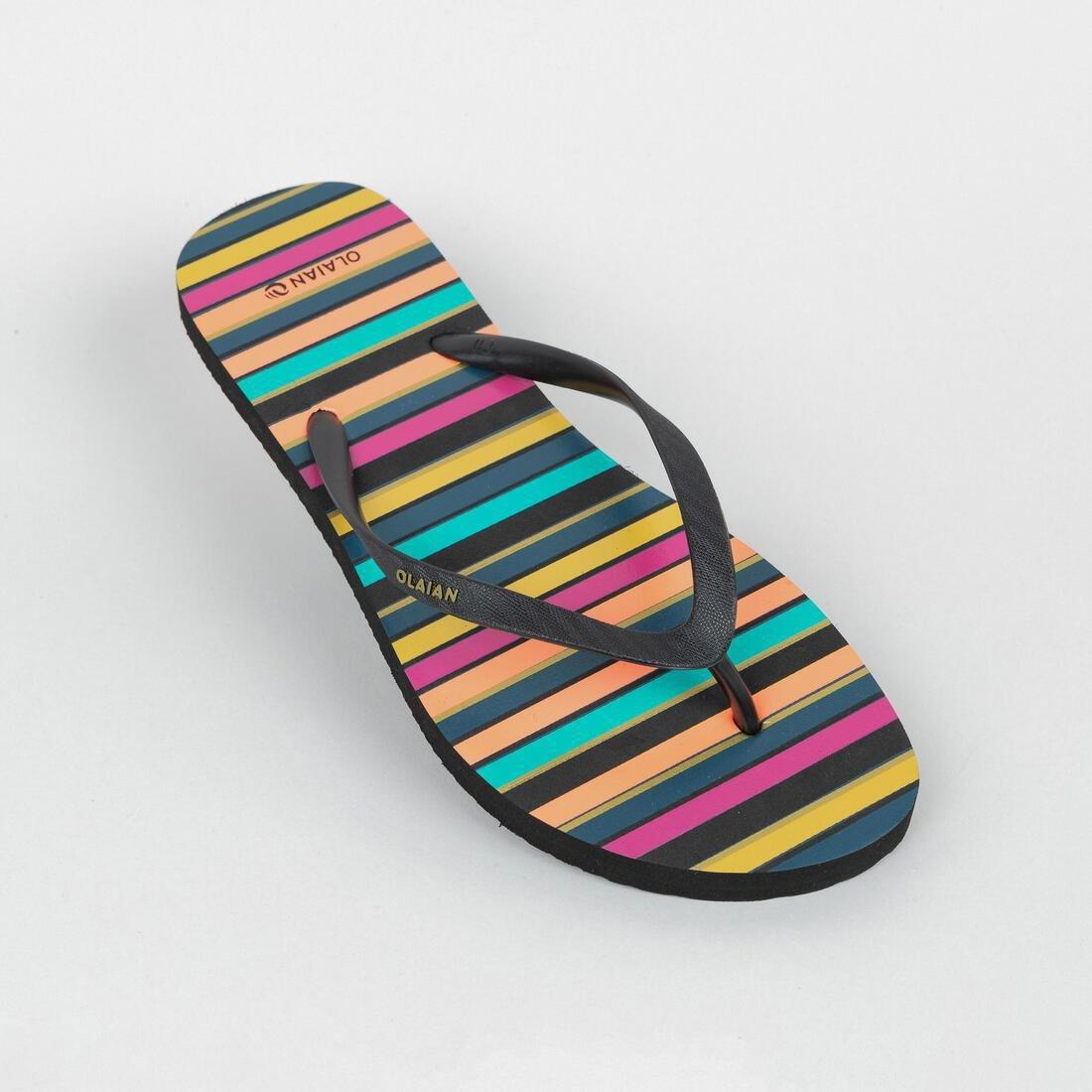 100 Print Womens Flip-Flops, Black, , large image number 12