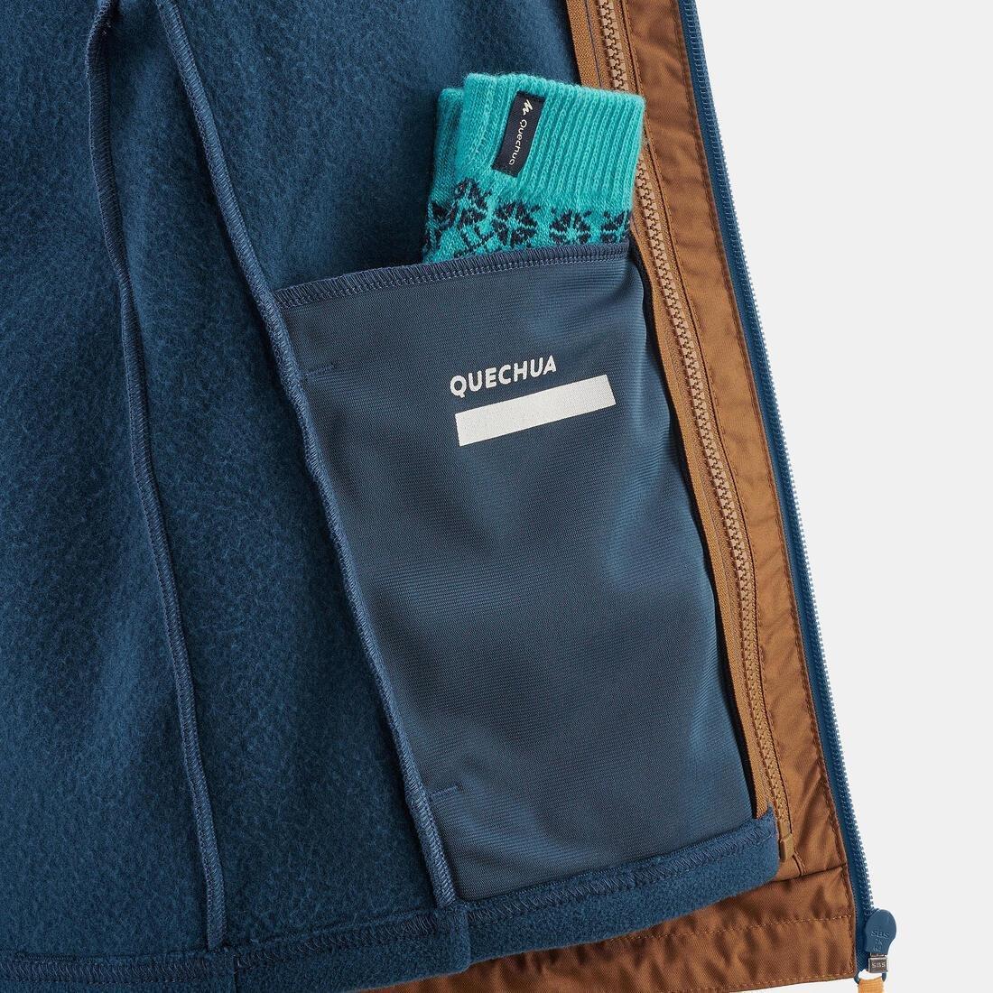 KIDS' 3-in-1 WATERPROOF HIKING JACKET - SH100 WARM + 1?�C - AGES 7-15, macchiato brown, No Color, large image number 4