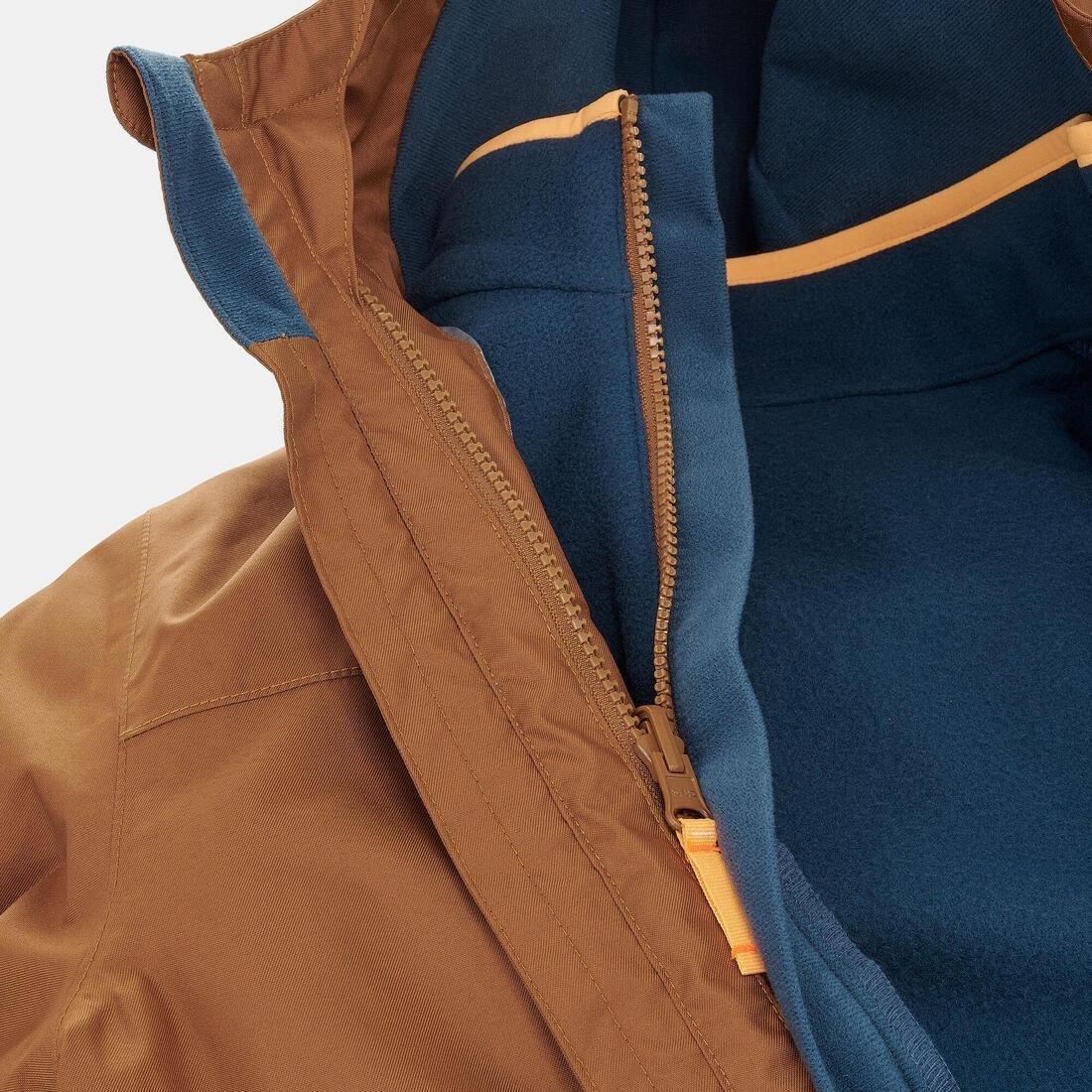 KIDS' 3-in-1 WATERPROOF HIKING JACKET - SH100 WARM + 1?�C - AGES 7-15, macchiato brown, No Color, large image number 6