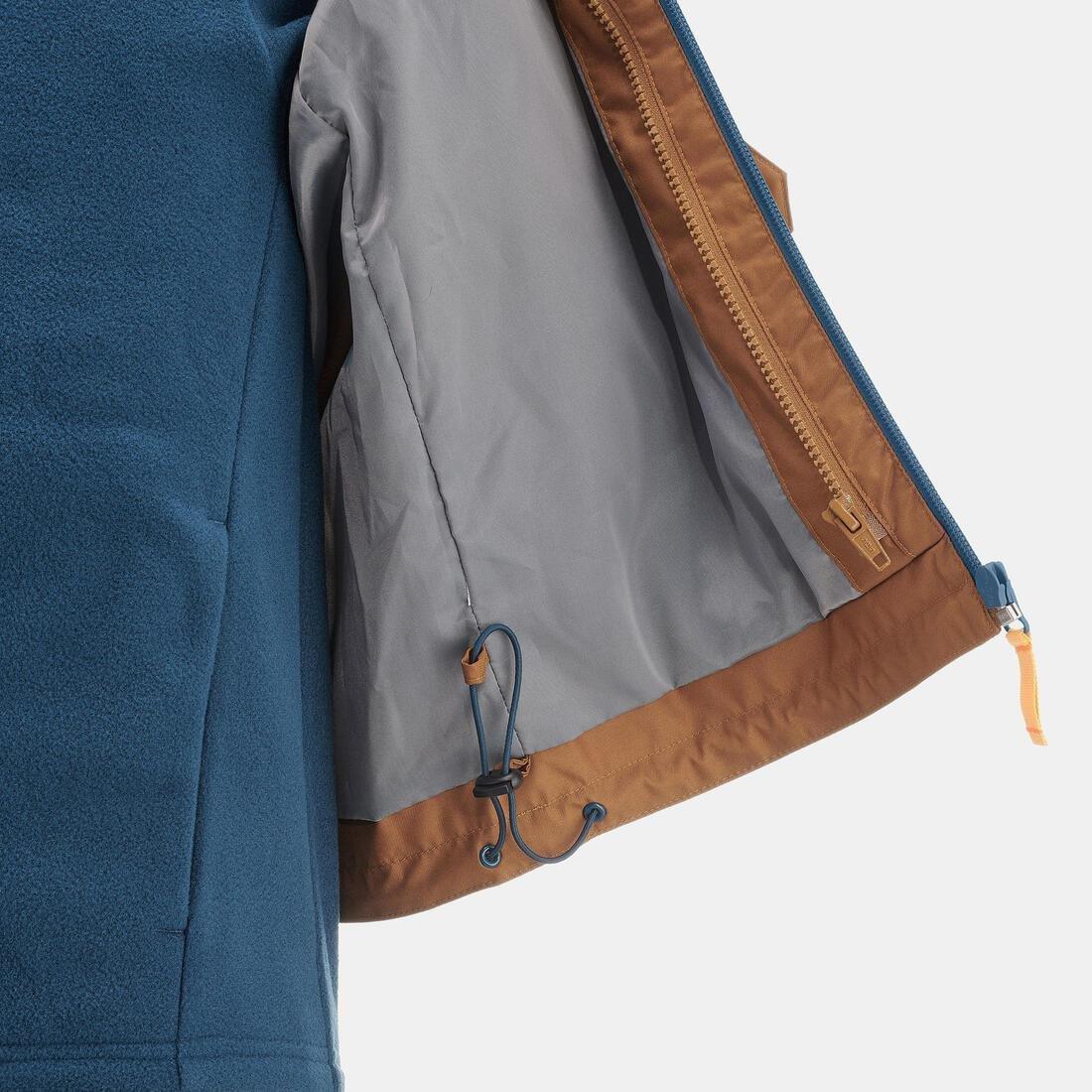 KIDS' 3-in-1 WATERPROOF HIKING JACKET - SH100 WARM + 1?�C - AGES 7-15, macchiato brown, No Color, large image number 7