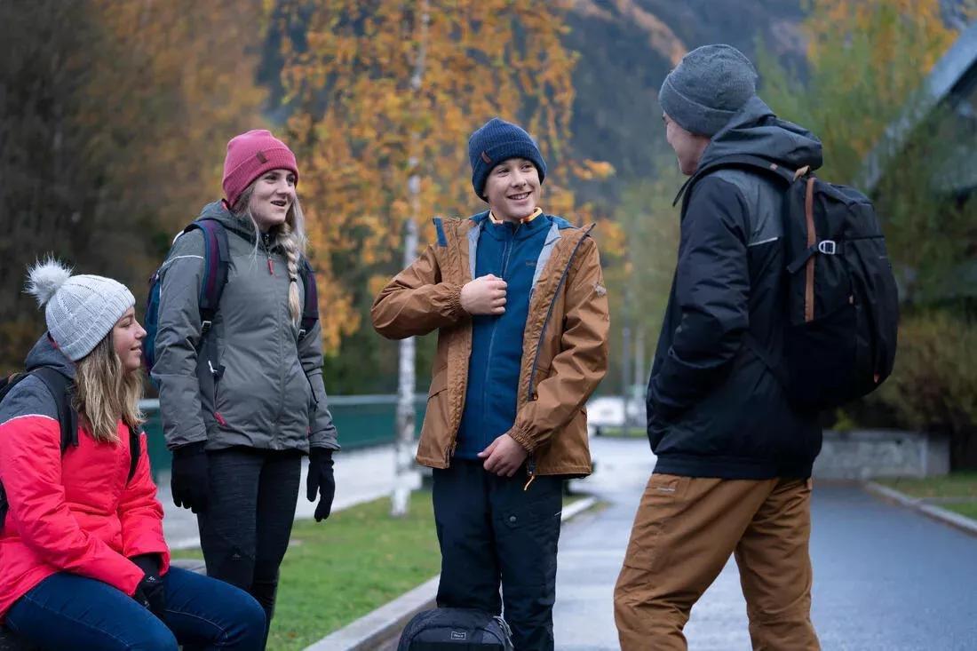 KIDS' 3-in-1 WATERPROOF HIKING JACKET - SH100 WARM + 1?�C - AGES 7-15, macchiato brown, No Color, large image number 9