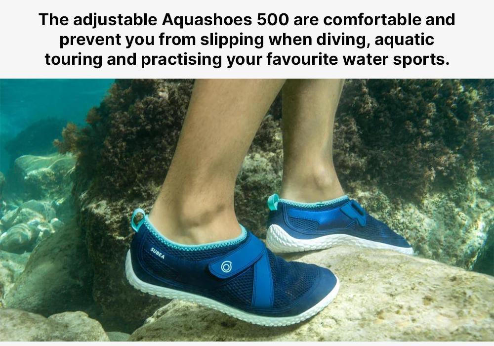 Rip tab Aquashoes for Adults, Aquashoes 500, Deep Navy, No Color, medium