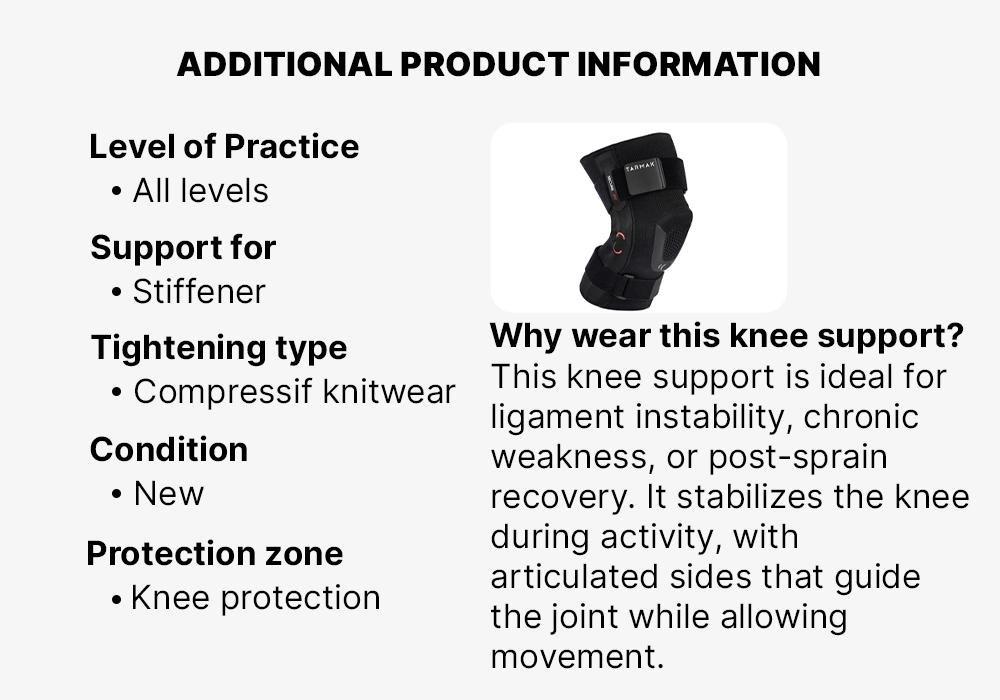 BLACK Adult Right/Left Knee Brace for Ligament Support Strong 900 - Black, No Color, large image number 1