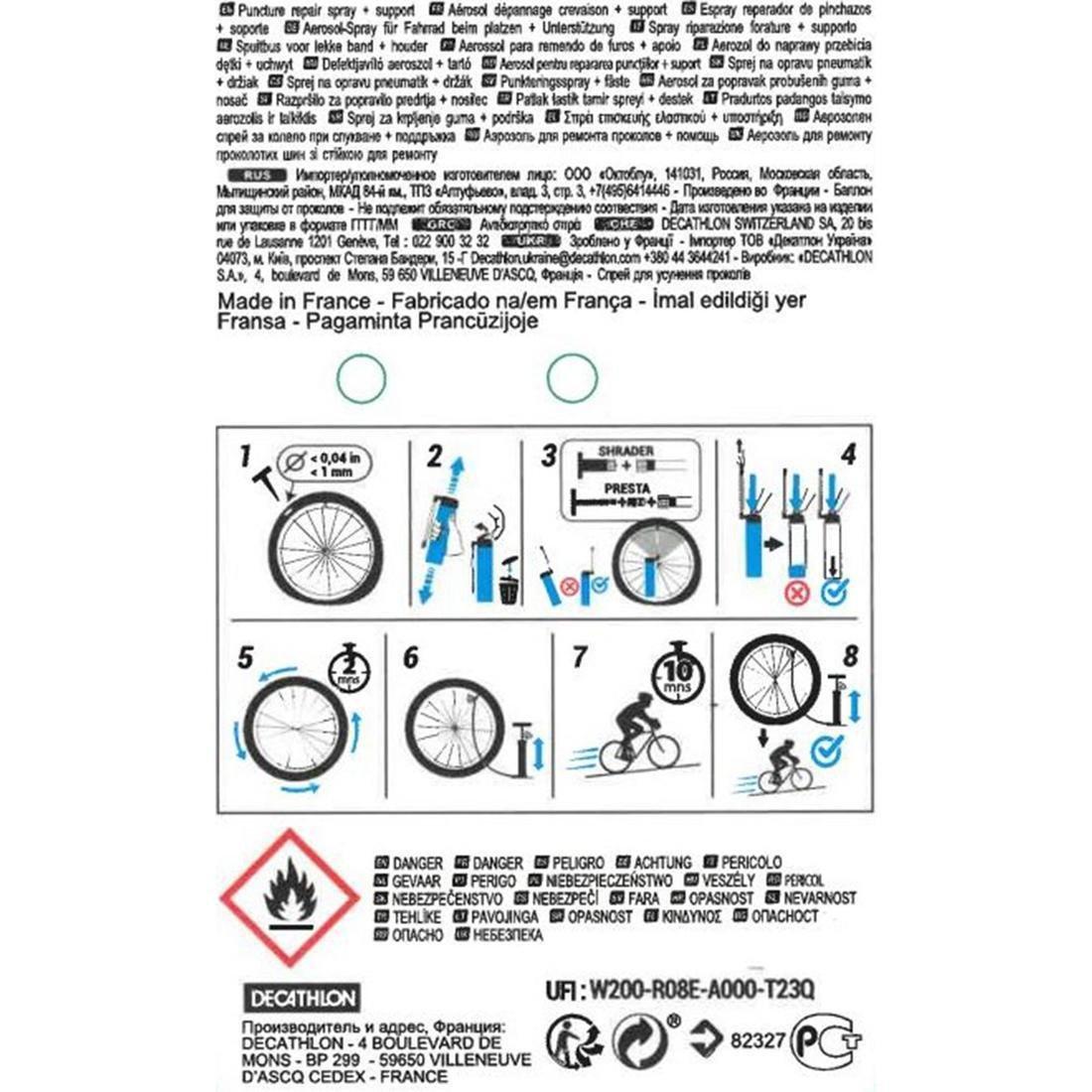 Bike Presta/Schrader Puncture Repair Spray, No Color, large image number 3