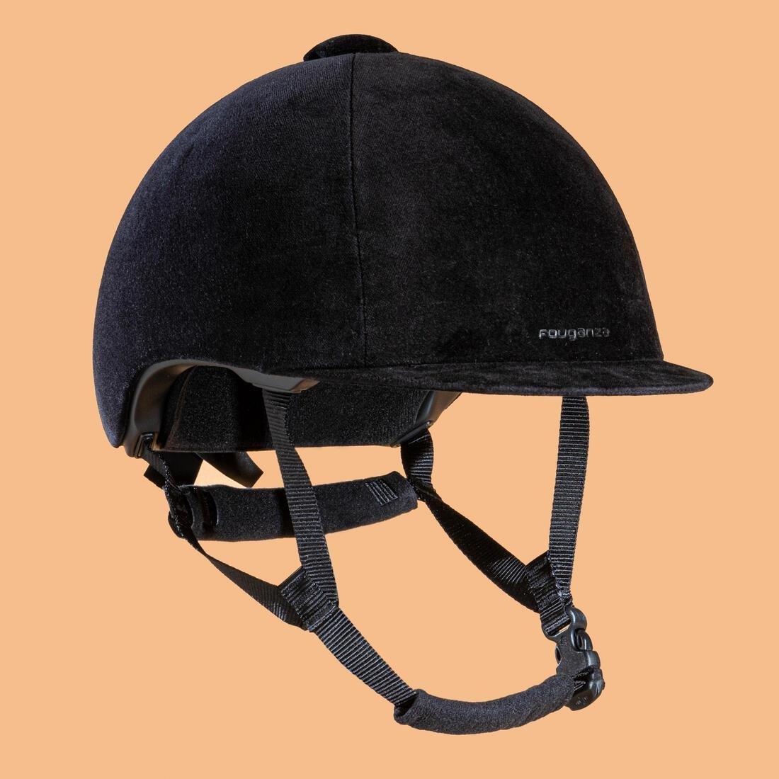 140 Velvet Horse Riding Helmet, Black, No Color, medium