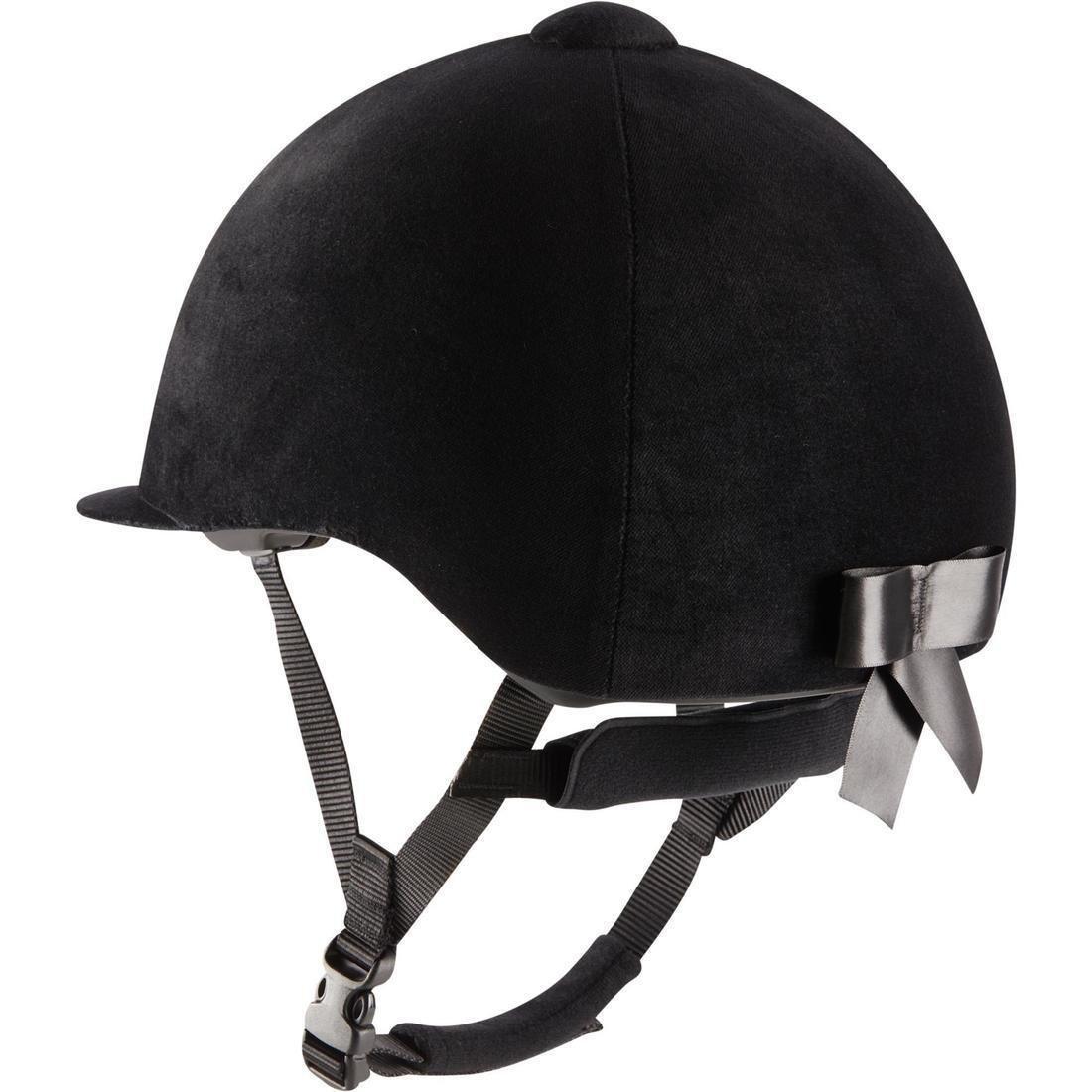 140 Velvet Horse Riding Helmet, Black, No Color, medium