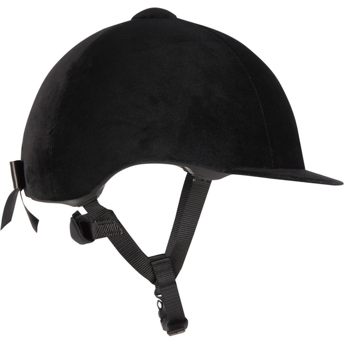 FOUGANZA - 140 Velvet Horse Riding Helmet, Black