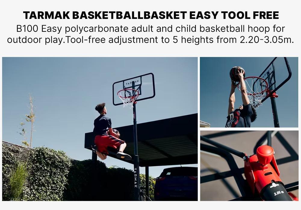 Polycarbonate B100 Easy Basketball Basket Tool-Free Adjustment, Black, No Color, medium