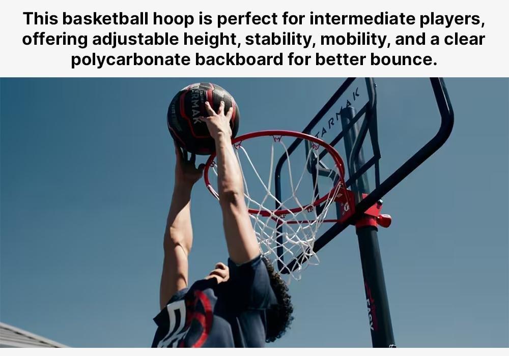 Polycarbonate B100 Easy Basketball Basket Tool-Free Adjustment, Black, No Color, medium