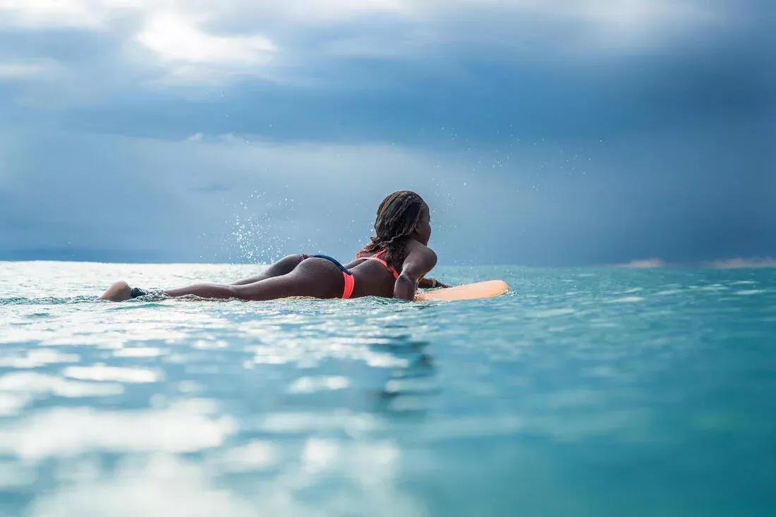 Kids Girls Surf Swimsuit Triangle Top - Betty 500, Blue, No Color, large image number 8