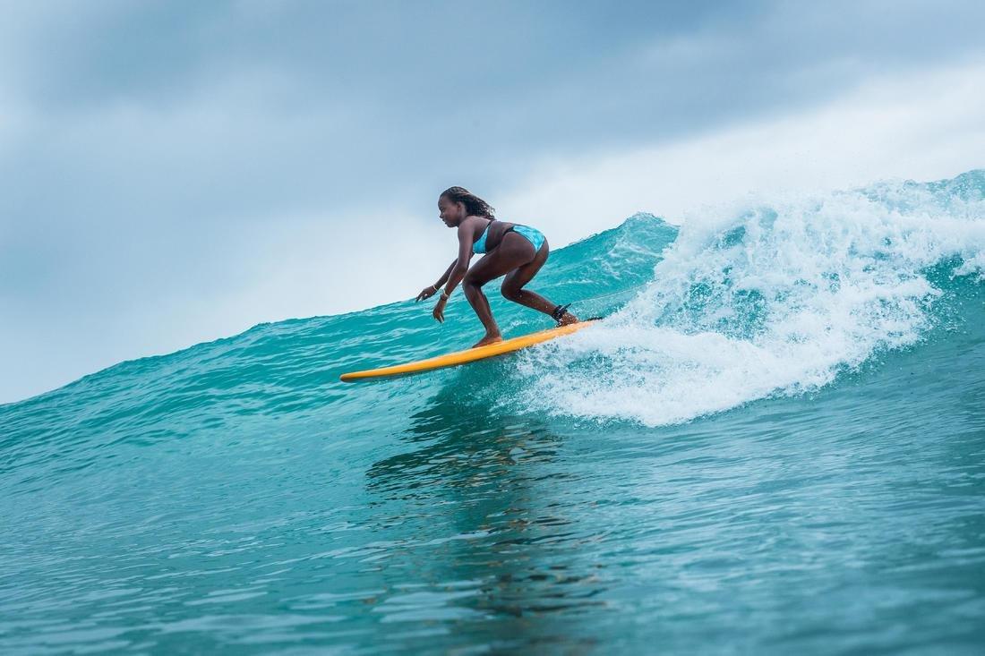 Kids Girls Surf Swimsuit Triangle Top - Betty 500, Blue, No Color, large image number 9