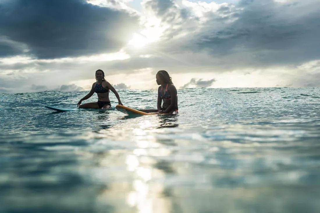 Kids Girls Surf Swimsuit Triangle Top - Betty 500, Blue, No Color, large image number 10