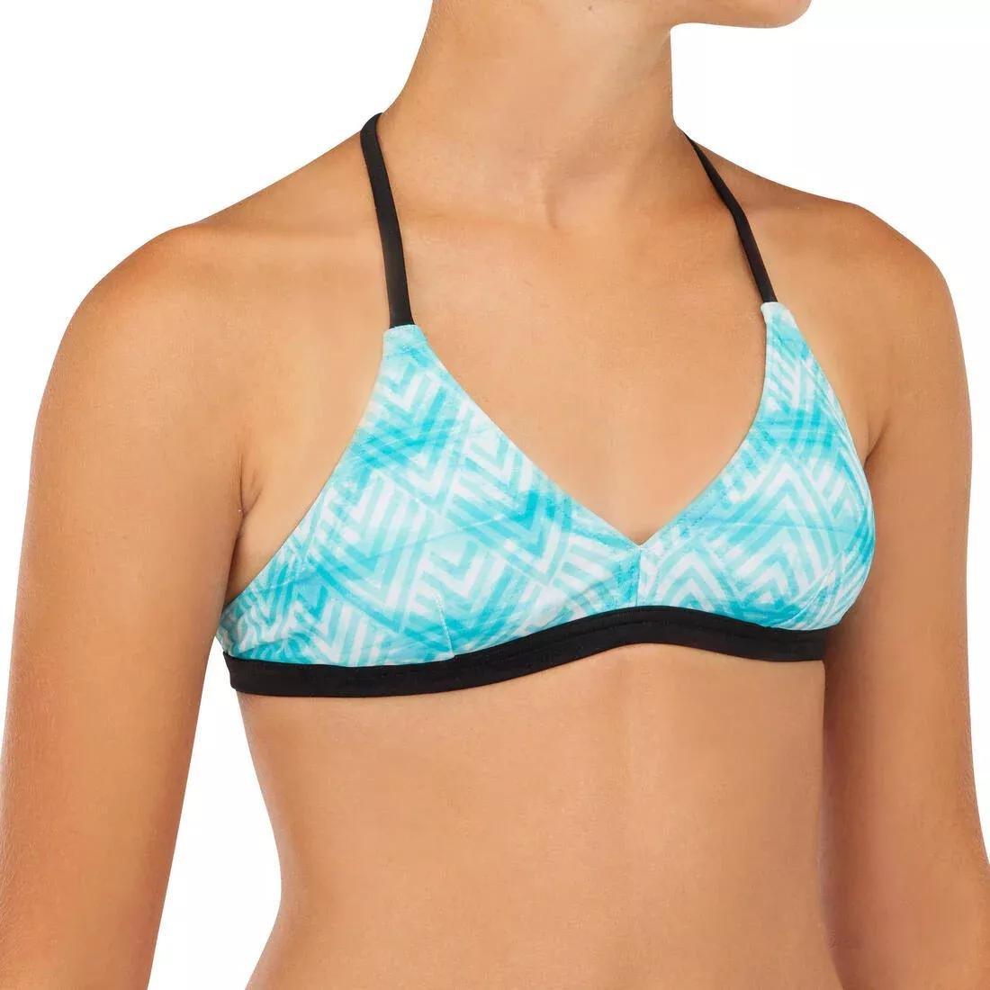 Kids Girls Surf Swimsuit Triangle Top - Betty 500, Blue, No Color, large image number 14